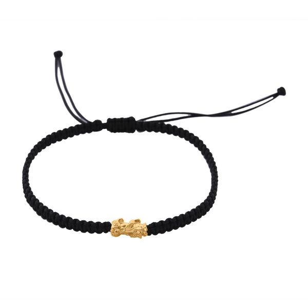 Flexibles Fadenarmband mit Pixiu-Anh&auml;nger in 999 Gold, 19cm