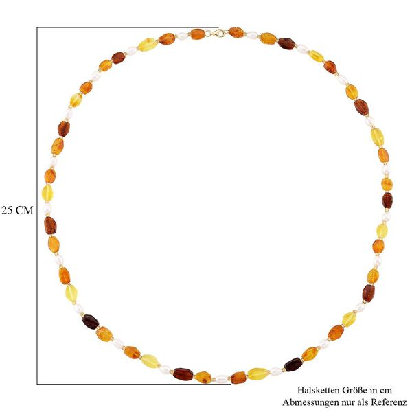 D'Joy S&uuml;&szlig;wasserperle und Bernstein 75cm Halskette image number 5