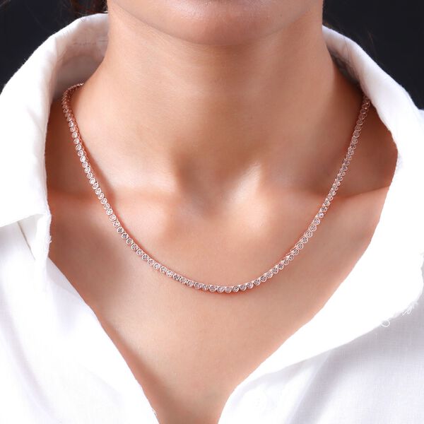 Rosa Diamant Halskette in Silber image number 2