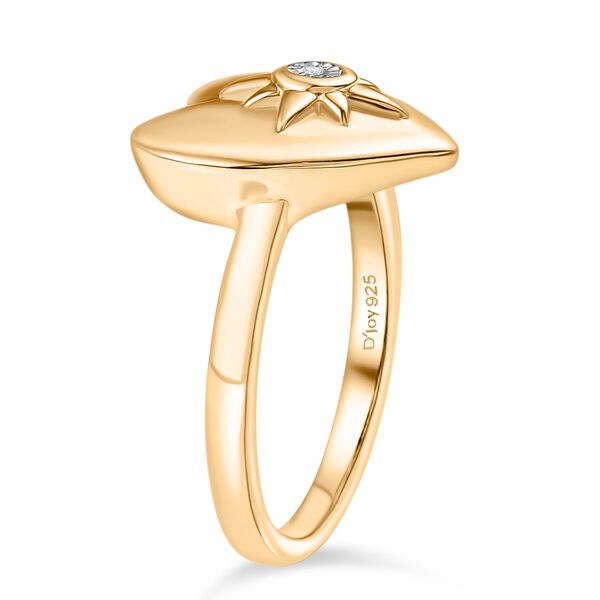 3er Set - D'Joy Weißer Diamant Ring, Ohrringe, Anhänger, 925 Silber Gelbgold, (Größe 19.00) ca. 0,03 ct. image number 4