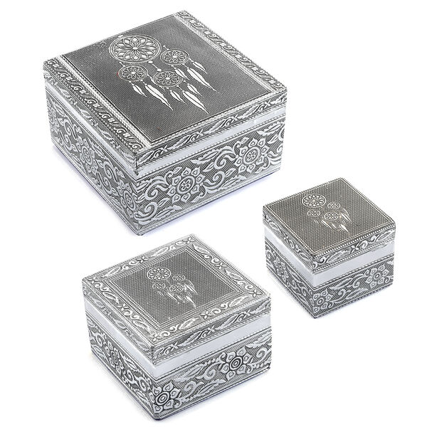 3er Set - Schmuckbox mit handgefertigtem Traumf&auml;nger-Design