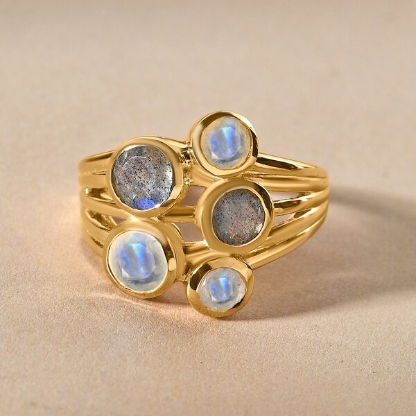 Regenbogen Mondstein und Labradorit-Ring - 2 ct. image number 2