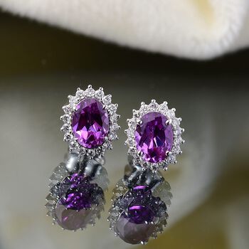 LUXURIANT AAA Labor lila Saphir und SI-GH Labor Diamant Ohrringe in 417 Wei&szlig;gold - 2,30 ct.