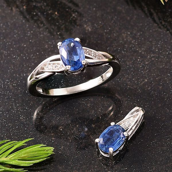 2er Set - D'Joy AA Natürlicher Kaschmir-Kyanit Ring und Anhänger, 925 Silber rhodiniert (Größe 16.00) ca. 3,17 ct. image number 1