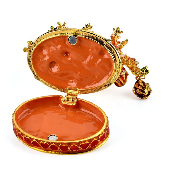 Eleganter goldfarbener Schmuckhalter in Baumform mit rosa Kristallen und dekorativen eif&ouml;rmigen Anh&auml;ngern, Gr&ouml;&szlig;e 8,5x4,5x9cm - Rosa image number 6