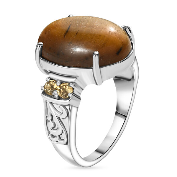 Tigerauge, Citrin Ring 316L Edelstahl (Gr&ouml;&szlig;e 16.00) ca. 10.28 ct image number 4