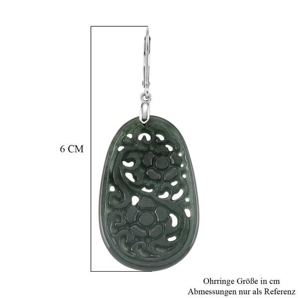 D'Joy Nat&uuml;rlicher Olmek Jadeit Ohrringe 925 Silber Rhodiniert ca. 35,00 ct. image number 5