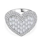 GP Amore Kollektion - Weißer Zirkon, Kanchanaburi Blauer Saphir Ring 925 Silber rhodiniert (Größe 20.00) ca. 4.70 ct