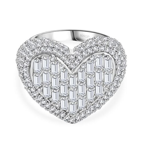 GP Amore Kollektion - Weißer Zirkon, Kanchanaburi Blauer Saphir Ring 925 Silber rhodiniert (Größe 20.00) ca. 4.70 ct image number 0