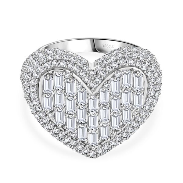 GP Amore Kollektion - Weißer Zirkon, Kanchanaburi Blauer Saphir Ring 925 Silber rhodiniert (Größe 20.00) ca. 4.70 ct image number 0