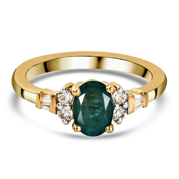 Grandidierit und Zirkon-Ring, 925 Silber Gelbgold Vermeil  ca. 1,11 ct