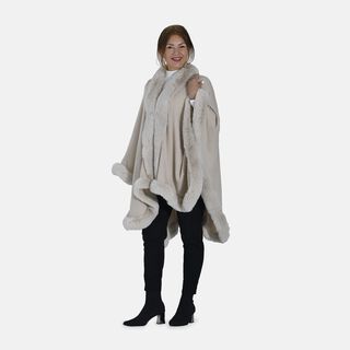 Kunstpelz-Ruana, Einheitsgr&ouml;&szlig;e - Creme