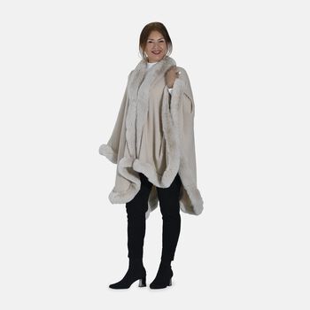 Kunstpelz-Ruana, Einheitsgr&ouml;&szlig;e - Creme