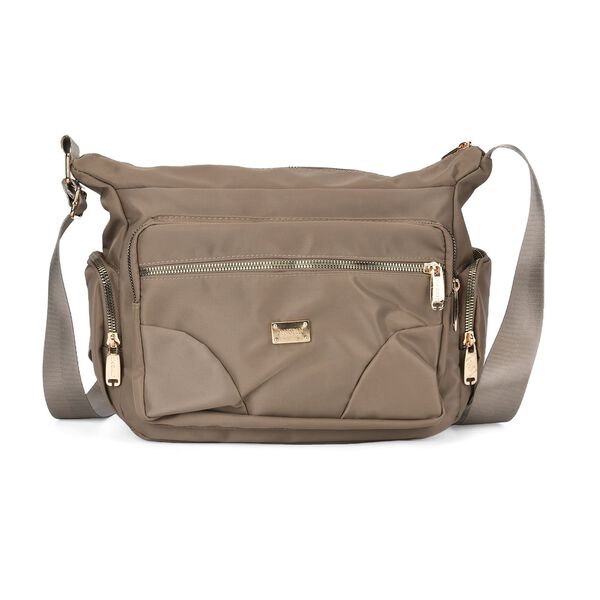 Stylische Umhängetasche mit verstellbarem Gurt und RFID-Schutz, Beige image number 0