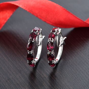 Nat&uuml;rlicher Rhodolith Granat Ohrringe 925 Silber rhodiniert ca. 5.67 ct