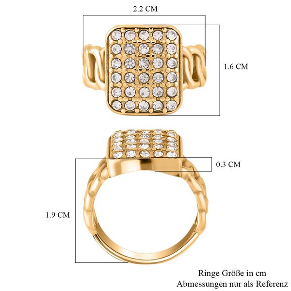 Weißer Kristall Ring, 316L Edelstahl (Größe 16.00), goldfarben image number 6