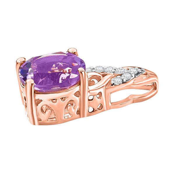 3er Set - D'Joy AA Rose De France Amethyst Ring, Ohrringe, und Anh&auml;nger, 925 Silber 750 ros&eacute;vergoldet (Gr&ouml;&szlig;e 21.00) ca. 4,74 ct. image number 7