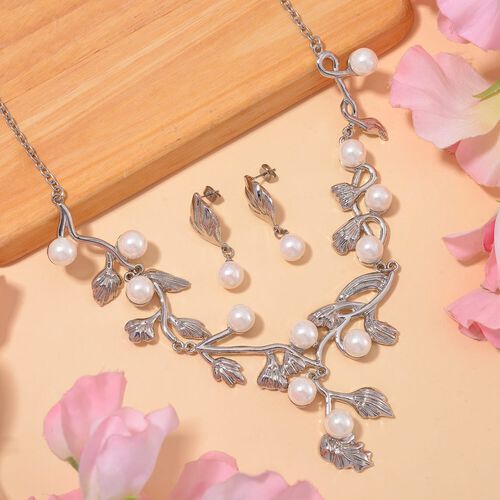 Weiße Muschelkernperle Schmuckset 80.00 ct image number 1