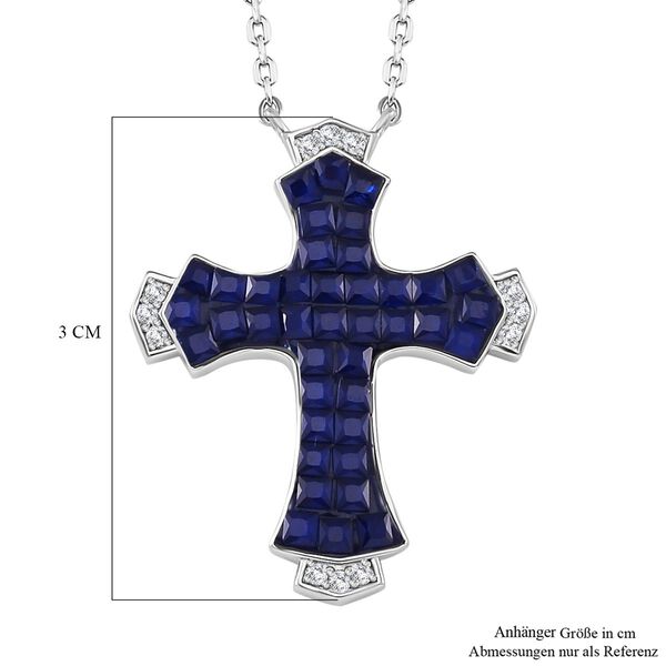 Blauer und wei&szlig;er Kreuz Zirkonia Anh&auml;nger mit 45cm Kette image number 7