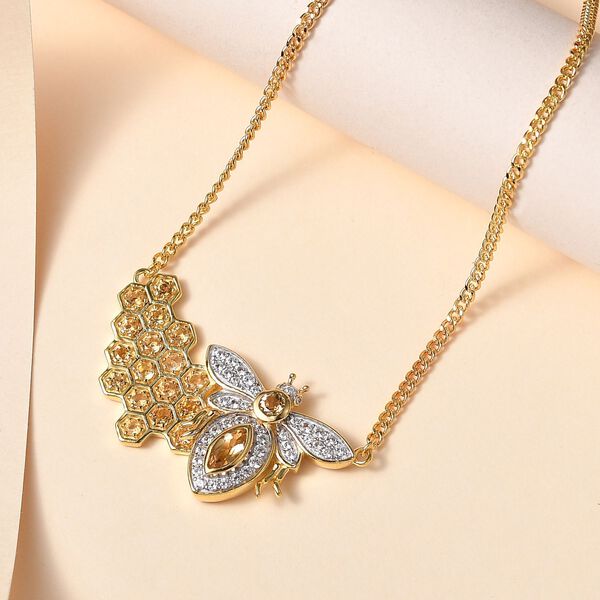 AA Citrin Halskette ca. 45 cm 925 Silber 750 Gelbgold Vermeil ca. 1,61 ct. image number 2