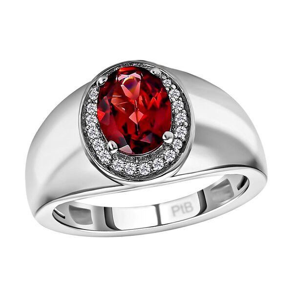 Roter Granat und wei&szlig;er Zirkon-Ring, reines Messing platiniert (Gr&ouml;&szlig;e 20.00) ca. 1,57 ct image number 4