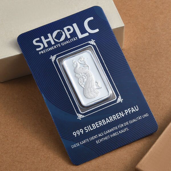 999 Silberbarren mit Pfauenmotiv, 5 Gramm image number 1