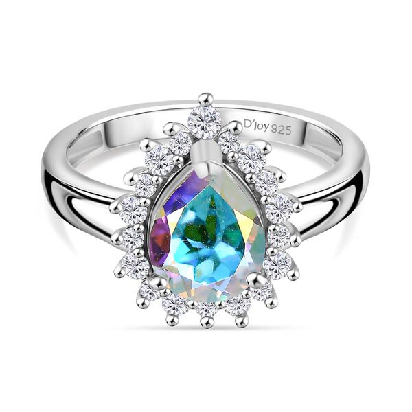 D'Joy Merkur mystischer Topas, Wei&szlig;er Zirkon Ring 925 Silber platiniert (Gr&ouml;&szlig;e 18.00) ca. 2,16 ct