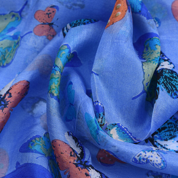 Bedruckter 100% Satin-Seidenschal, 48x160cm, lila image number 6