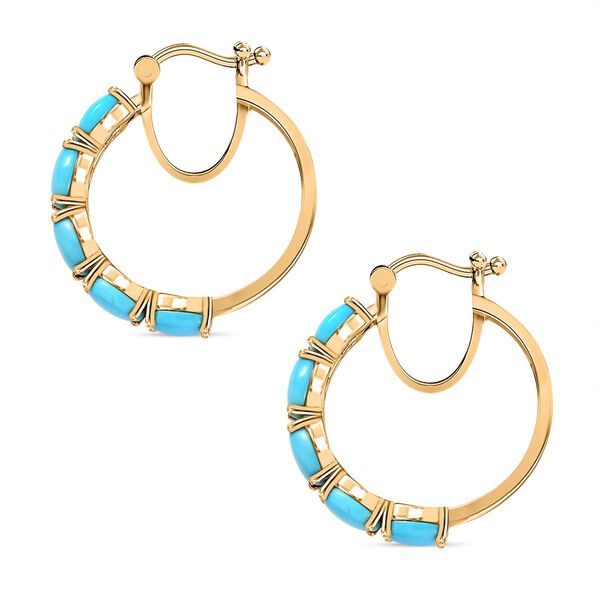 Amerikanische nat&uuml;rliche Sleeping beauty T&uuml;rkis Creolen, 925 Silber vergoldet ca. 4.25 ct image number 4