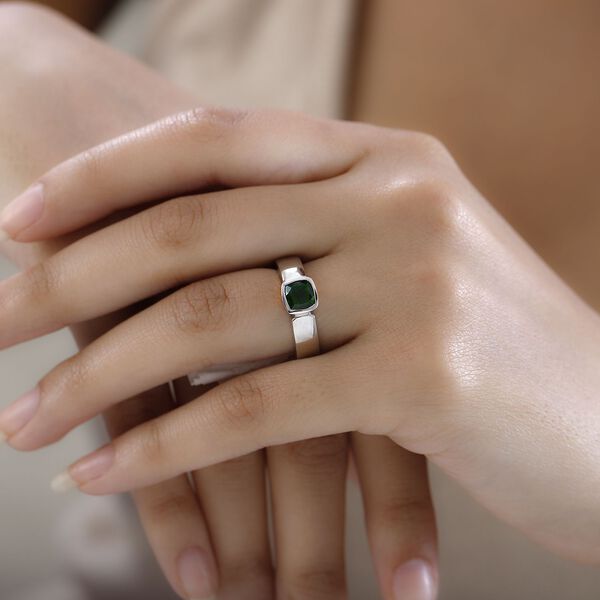 Nat&uuml;rlicher Chromdiopsid Ring, 925 Silber platiniert (Gr&ouml;&szlig;e 17.00) ca. 0.98 ct image number 2