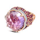GP Art Déco Kollektion - Rose De France Amethyst, Natürlicher Rhodolith Granat Ring 925 Silber Roségold Vermeil (Größe 21.00) ca. 24.71 ct