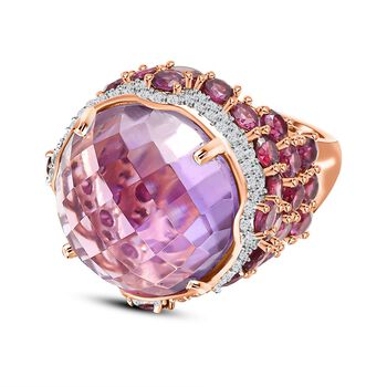 GP Art D&eacute;co Kollektion - Rose De France Amethyst, Rhodolith Granat und Multi-Edelstein-Ring - 24,72 ct.