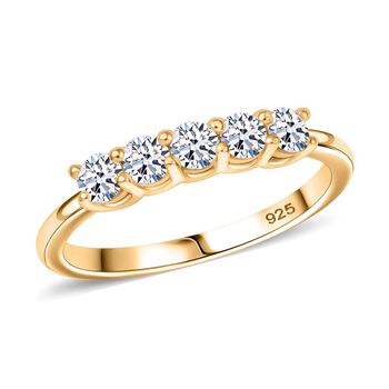 LUXURIANT SI-GH Labor Diamant Half-Eternity-Ring, 925 Silber 750 Gelbgold Vermeil - 0,50 ct.
