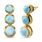Larimar-Ohrringe, 925 Silber vergoldet ca. 7.11 ct