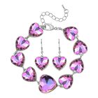 2er Set - Mystischer Rosa Kristall Armband und Ohrringe, Silberfarben