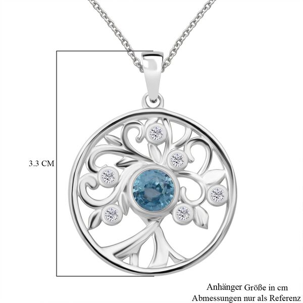 Blauer Zirkon und Moissanit Anhänger mit 50cm Kette - 1,55 ct. image number 6