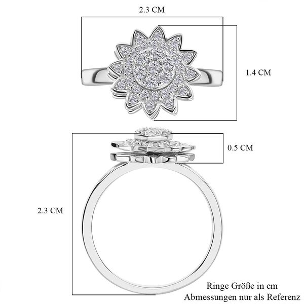 Weißer Zirkonia Cluster-Ring, 925 Silber rhodiniert  ca. 0,65 ct image number 6