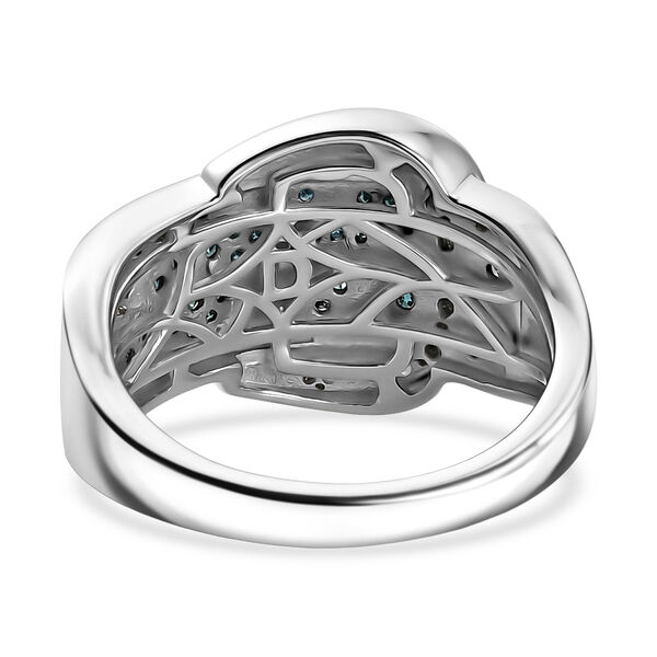 D'Joy Blauer Diamant Ring 925 Silber Rhodiniert (Gr&ouml;&szlig;e 17.00) image number 5