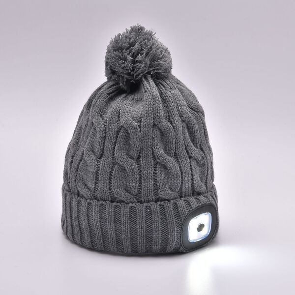 Beanie Mütze mit LED-Kopflichtfunktion, Grau image number 0