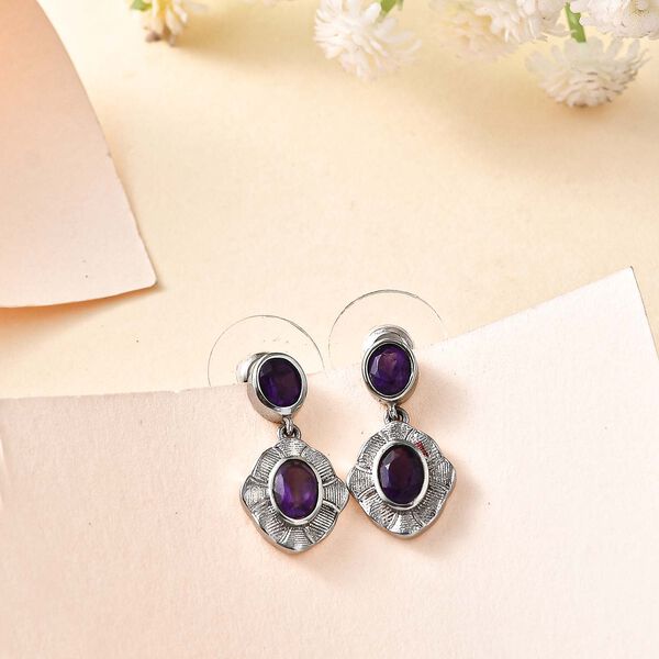 Afrikanischer Amethyst Ohrringe  Edelstahl ca. 1.50 ct image number 2