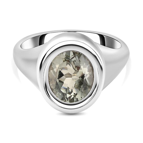 Prasiolith-Ring, reines Messing platiniert (Gr&ouml;&szlig;e 16.00) ca. 3,19 ct