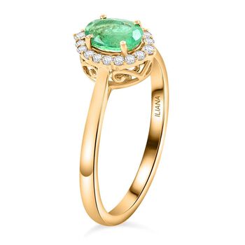 AAA Kagem sambischer Smaragd und Diamant Ring in 585 Gold - 1 ct.