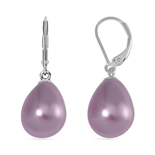 Lila Muschelkernperle Ohrringe 925 Silber rhodiniert image number 0