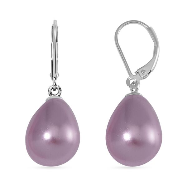 Lila Muschelkernperle Ohrringe 925 Silber rhodiniert image number 0
