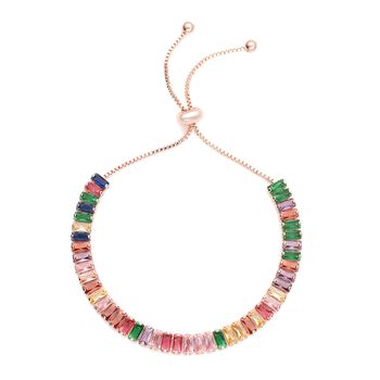 Mehrfarbiges Zirkonia Armband, ca. 15.25 cm, reines Messing ca. 19,50 ct