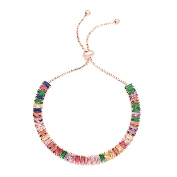 Mehrfarbiges Zirkonia Armband, ca. 15.25 cm, reines Messing ca. 19,50 ct