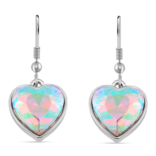 2er Set - Simulierter Mystischer Weißer Kristall Armband und Ohrringe, silberfarben image number 5