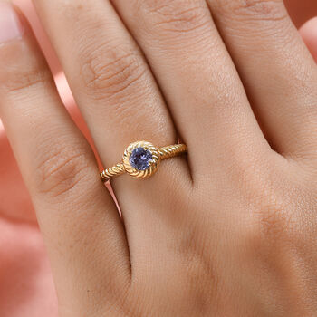 Tansanit-Ring, 925 Silber vergoldet (Gr&ouml;&szlig;e 16.00) ca. 0,50 ct