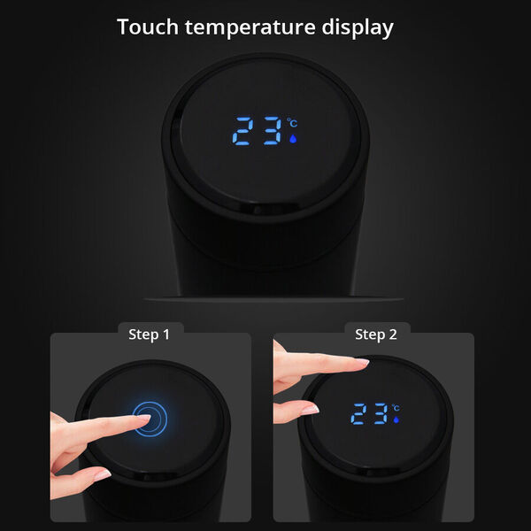 Thermobecher mit digitaler Temperaturanzeige aus Edelstahl 500ml, Schwarz image number 3