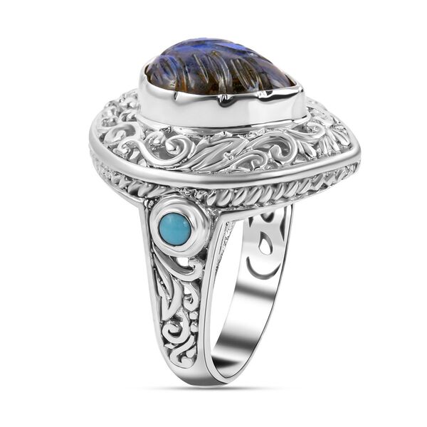 Royal Bali Kollektion - Labradorit und Sleeping Beauty T&uuml;rkis Ring - 5,94 ct. image number 3